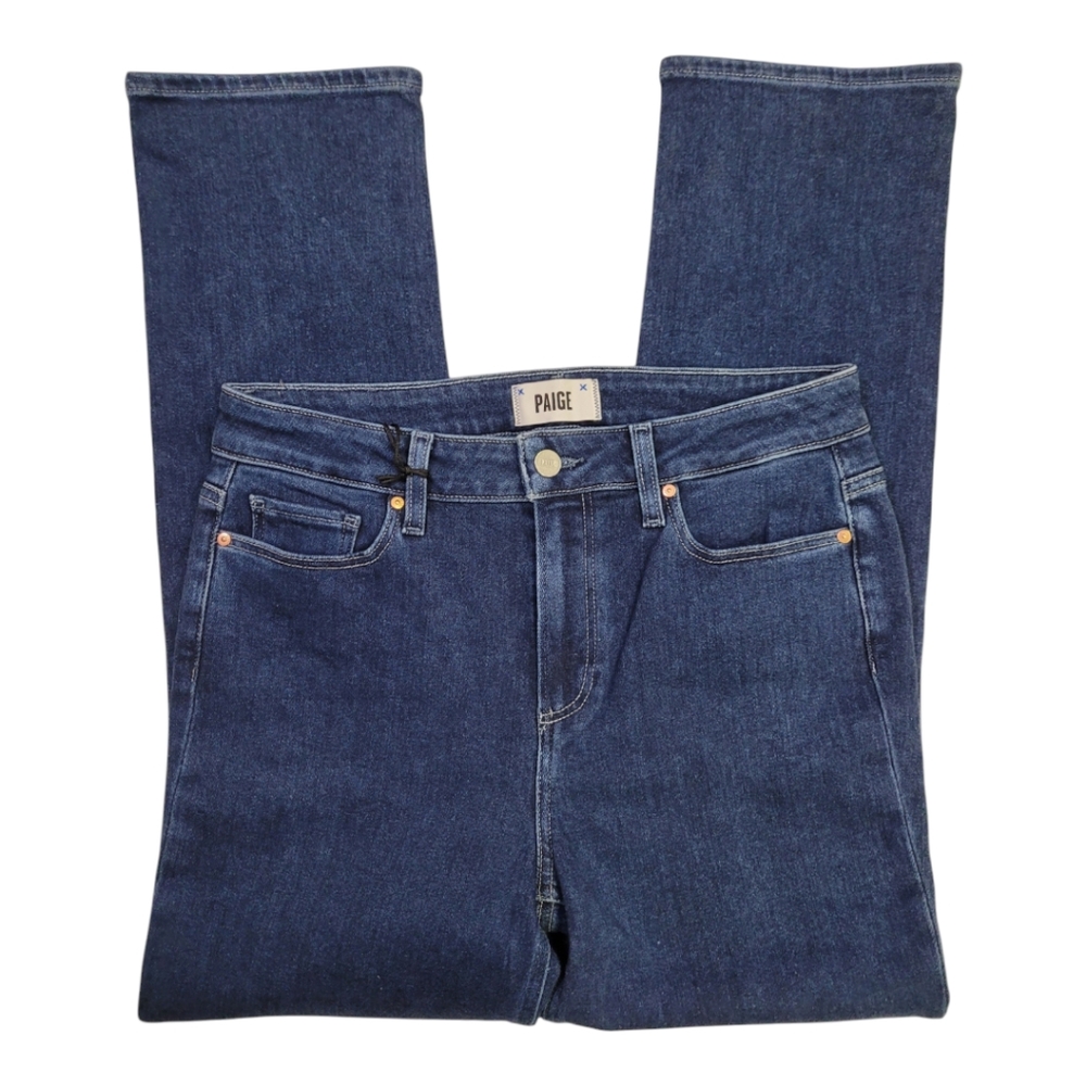 PAIGE Women's Straight Leg Jeans in Dark Blue Wash